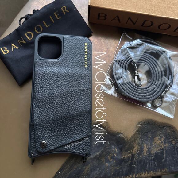 BANDOLIER Black on Black 14 PLUS iPhone Wallet Case Crossbody Set NEW! Unisex - Picture 6 of 10